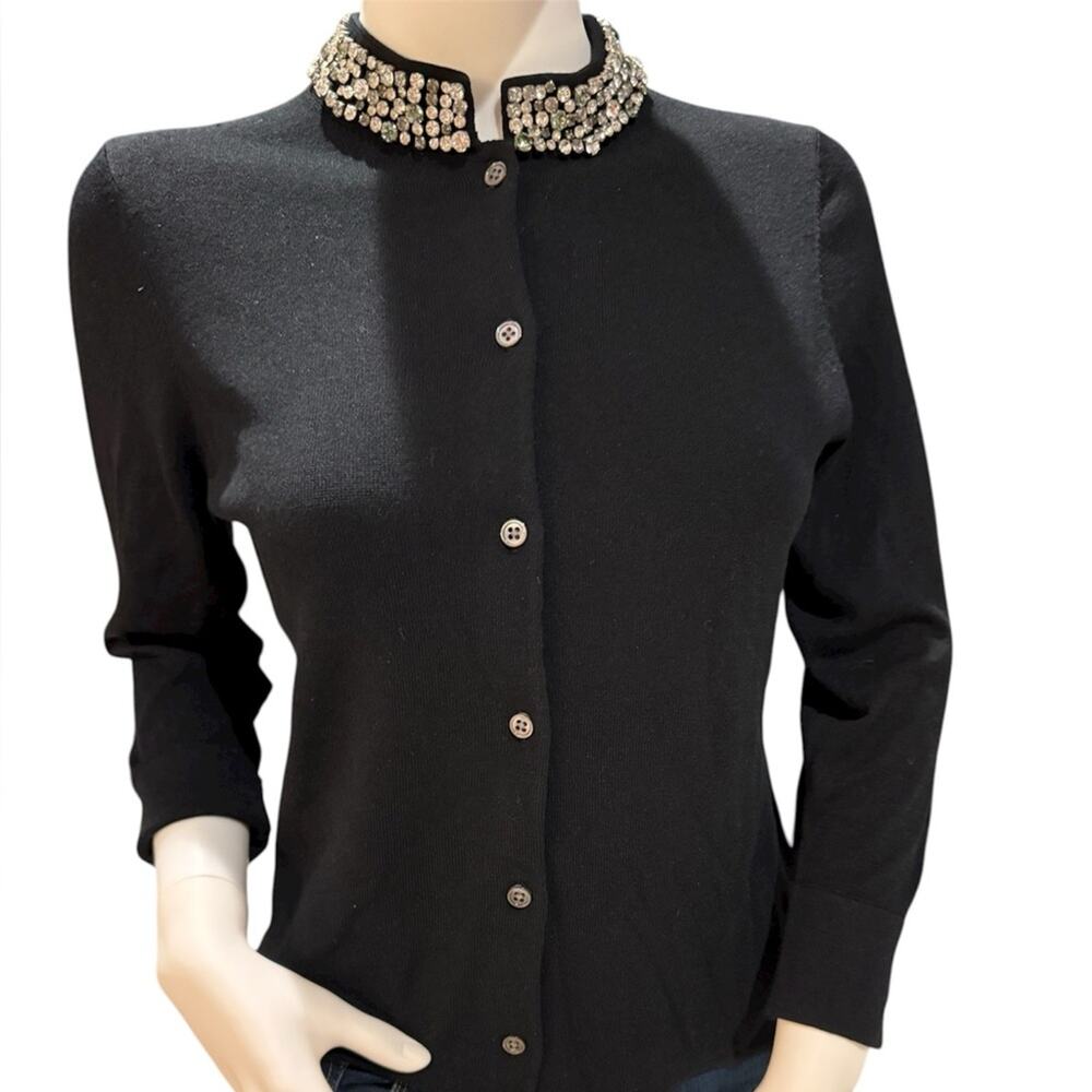 Ann Taylor Jeweled Collar Black Cardigan – Size S NWOT